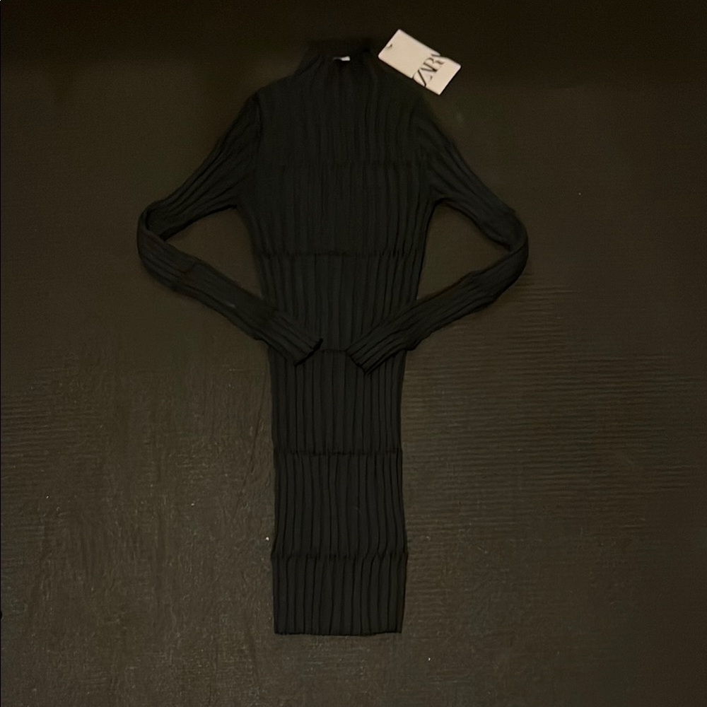 Zara Elegant Black Long Sleeve Dress